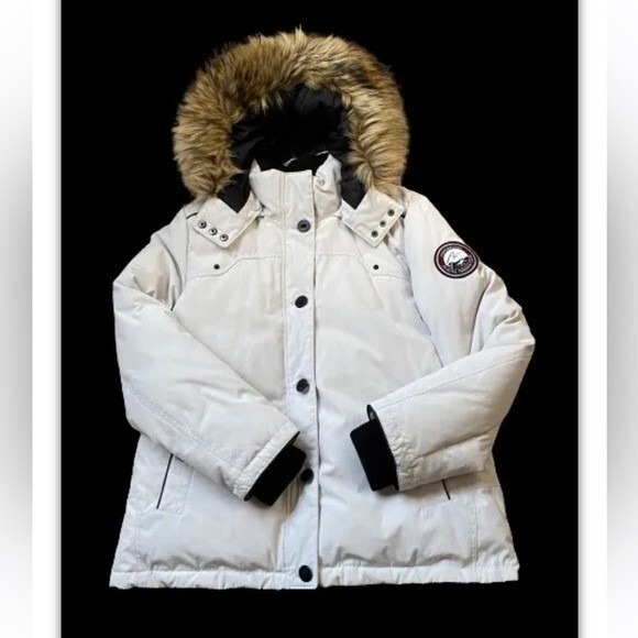 Alpine tek Fill Down Jackets Glacial Terrain Gear Winter Coat Hoodie Fur Trim - Picture 2 of 12